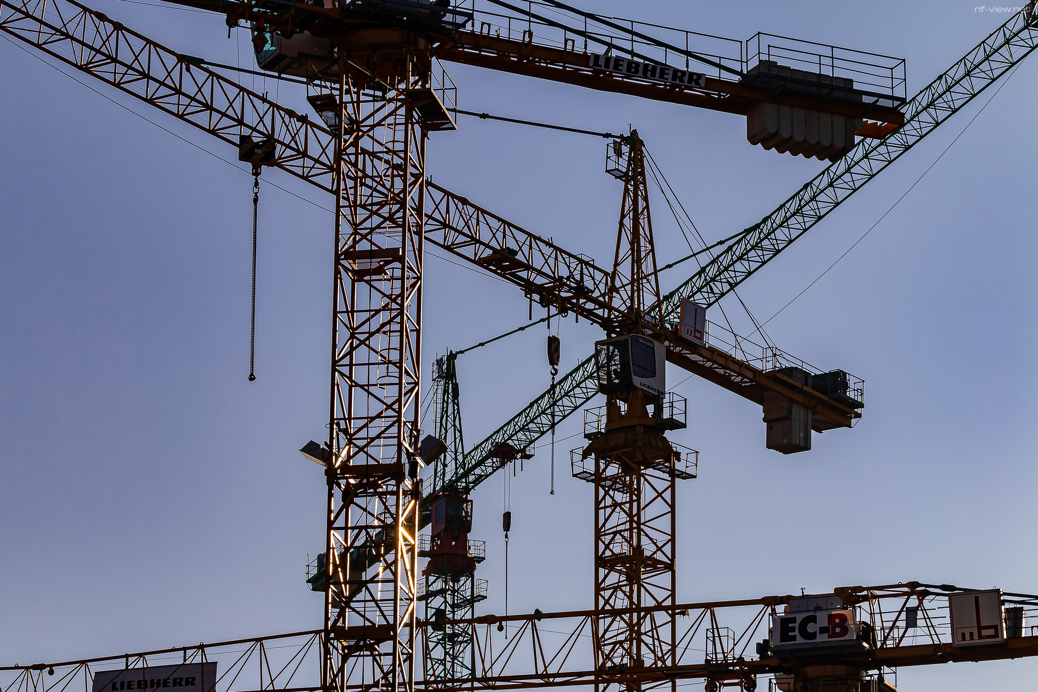 Kranchaos in der Hafencity