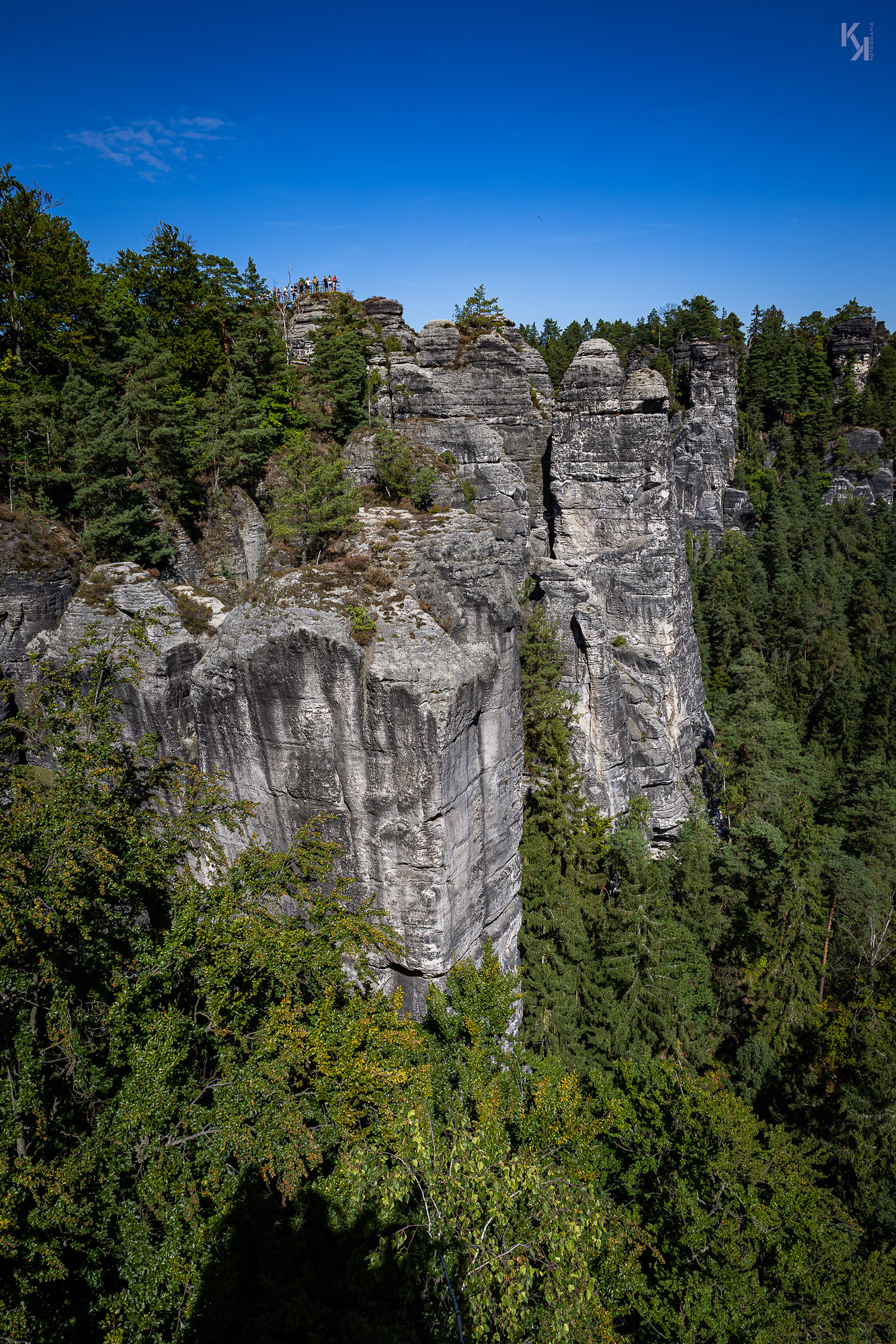 Blick von der Bastei auf die Aussicht Wehlnadel